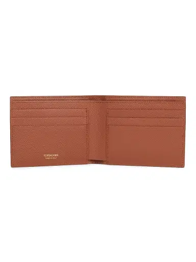 FERRAGAMO Men's Micro Leather Bi-Fold Wallet - New Cognac Nero | Thumbnail 2