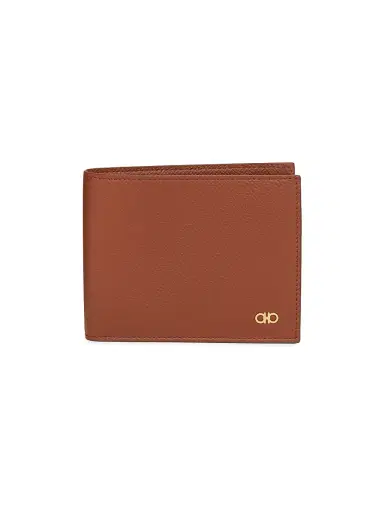FERRAGAMO Men's Micro Leather Bi-Fold Wallet - New Cognac Nero | Thumbnail 1