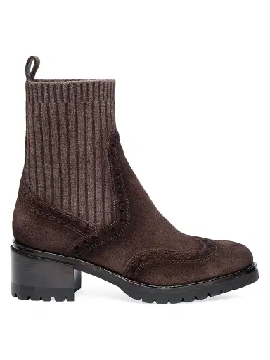 Santoni Women's Brogue-Detail Chelsea Booties - Brown - Size 7 | Thumbnail 1