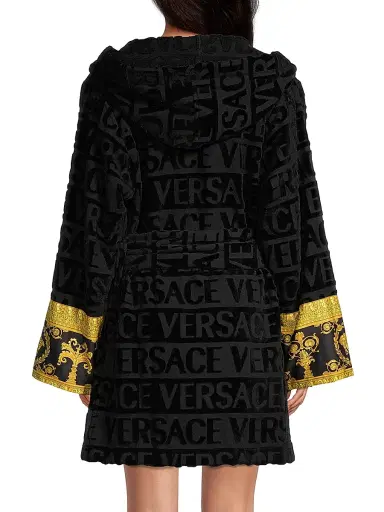 Versace Women's Monogram Bathrobe - Black - Size Medium | Thumbnail 5