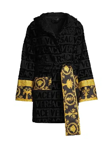Versace Women's Monogram Bathrobe - Black - Size Medium | Thumbnail 1