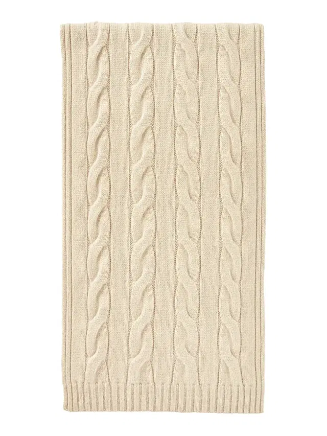 Women's Napier Cashmere Cable-Knit Scarf - Creamy Melange