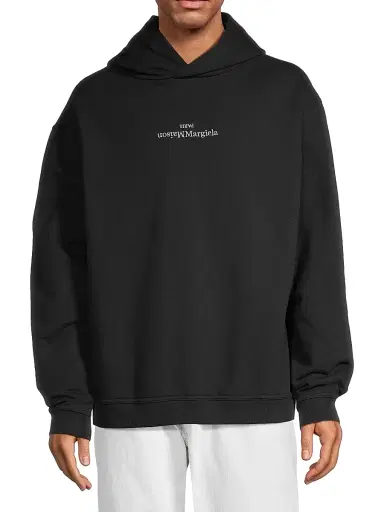 Maison Margiela Men's Reversed Logo Hoodie - Black White | Thumbnail 3 Maison Margiela Men's Reversed Logo Hoodie - Black White | Thumbnail 3