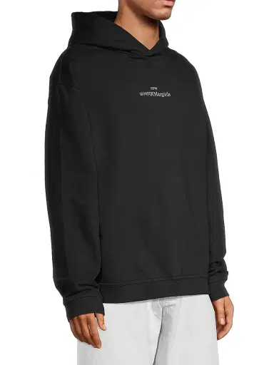 Maison Margiela Men's Reversed Logo Hoodie - Black White | Thumbnail 4 Maison Margiela Men's Reversed Logo Hoodie - Black White | Thumbnail 4