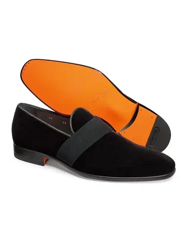 Santoni Men's Isomer Velvet Loafers - Black - Size 11.5 | Thumbnail 5