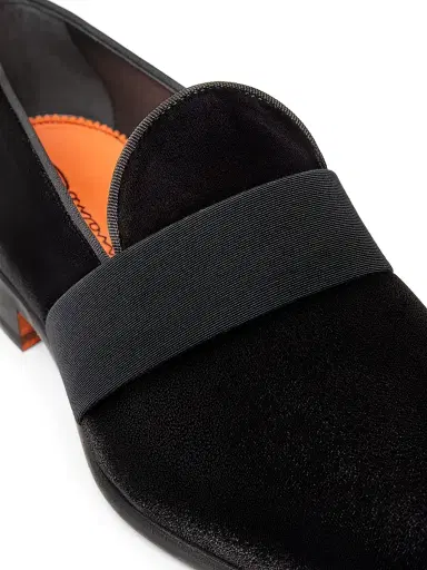 Santoni Men's Isomer Velvet Loafers - Black - Size 11.5 | Thumbnail 6