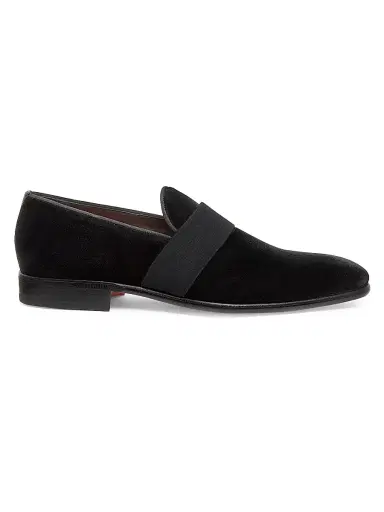 Santoni Men's Isomer Velvet Loafers - Black - Size 11.5 | Thumbnail 1