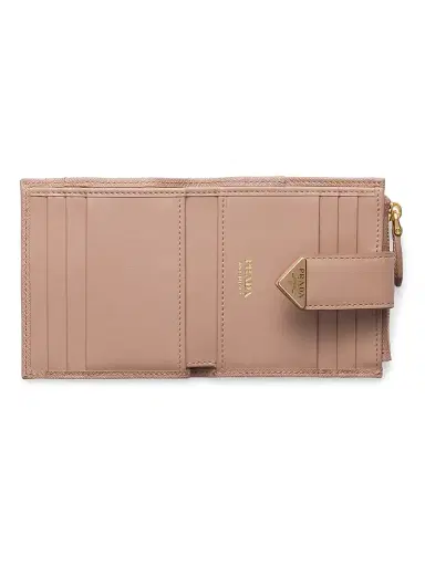 Prada Women's Small Saffiano and Smooth Leather Wallet - Pink | Thumbnail 2
