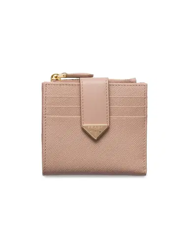 Prada Women's Small Saffiano and Smooth Leather Wallet - Pink | Thumbnail 1