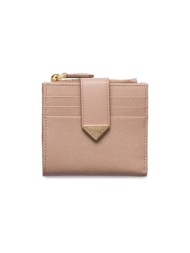 Prada Women's  Saffiano and Smooth Leather Wallet - Pink