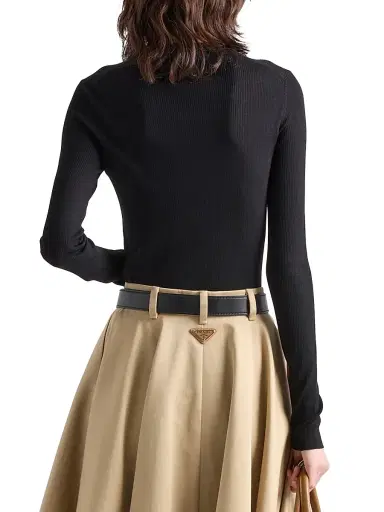 Prada Women's Superfine Wool Crew-Neck Sweater - Black - Size 8 | Thumbnail 3 Prada Women's Superfine Wool Crew-Neck Sweater - Black - Size 8 | Thumbnail 3