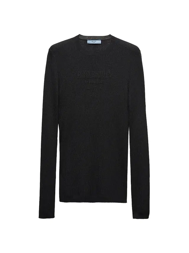 Women's Superfine Wool Crew-Neck Sweater - Black