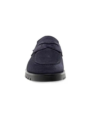 Santoni Men's Burnished Suede Loafers - Blue - Size 13 | Thumbnail 3 Santoni Men's Burnished Suede Loafers - Blue - Size 13 | Thumbnail 3