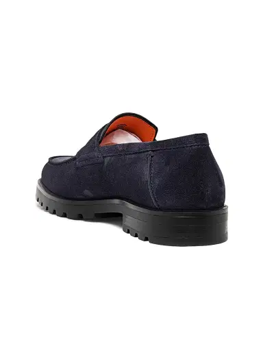 Santoni Men's Burnished Suede Loafers - Blue - Size 13 | Thumbnail 4 Santoni Men's Burnished Suede Loafers - Blue - Size 13 | Thumbnail 4