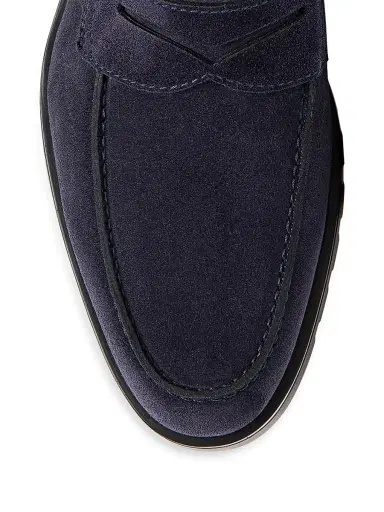 Santoni Men's Burnished Suede Loafers - Blue - Size 13 | Thumbnail 5 Santoni Men's Burnished Suede Loafers - Blue - Size 13 | Thumbnail 5