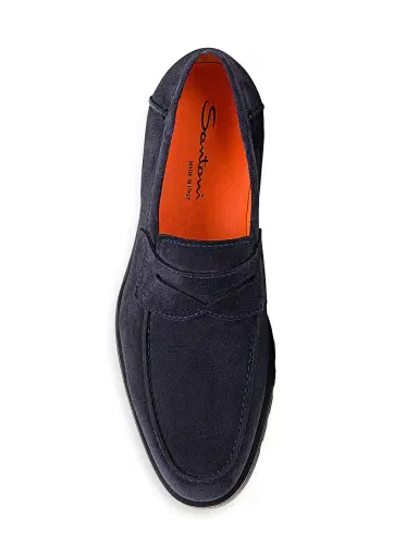 Santoni Men's Burnished Suede Loafers - Blue - Size 13 | Thumbnail 6 Santoni Men's Burnished Suede Loafers - Blue - Size 13 | Thumbnail 6
