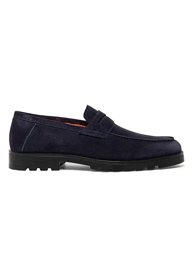 Santoni Men's Burnished Suede Loafers - Blue