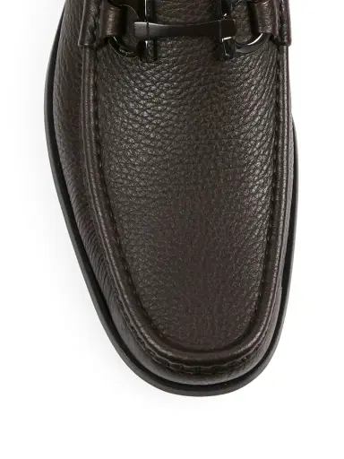 Ferragamo Men's Grandioso Gancini Bit Leather Loafers | Thumbnail 3