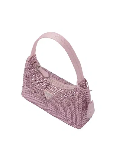 Prada Women's Re-Edition Mini Satin Shoulder Bag with Crystals - Pink | Thumbnail 3