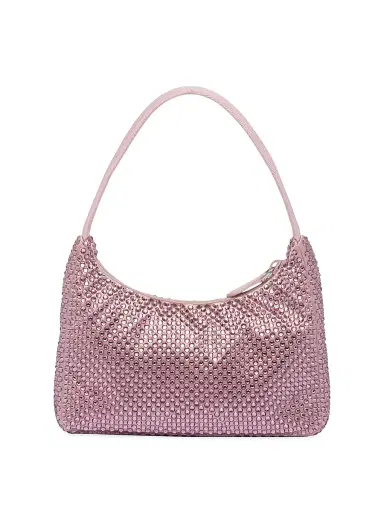 Prada Women's Re-Edition Mini Satin Shoulder Bag with Crystals - Pink | Thumbnail 4
