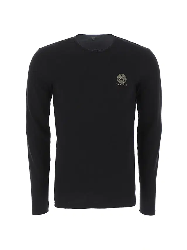 Men's Long-Sleeve Cotton Stretch Crewneck - Nero