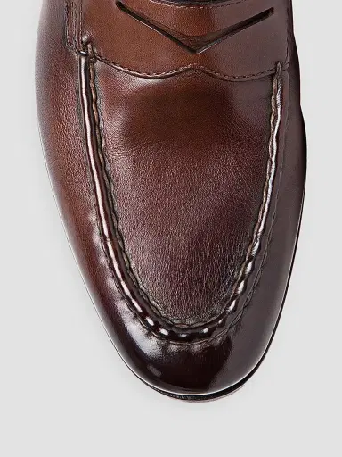 Santoni Men's Leather Penny Loafers | Thumbnail 4 Santoni Men's Leather Penny Loafers | Thumbnail 4