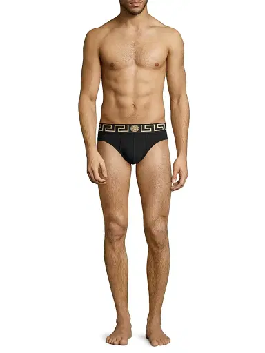 Versace Men's Iconic 2-Pack Briefs - Black Gold | Thumbnail 2 Versace Men's Iconic 2-Pack Briefs - Black Gold | Thumbnail 2