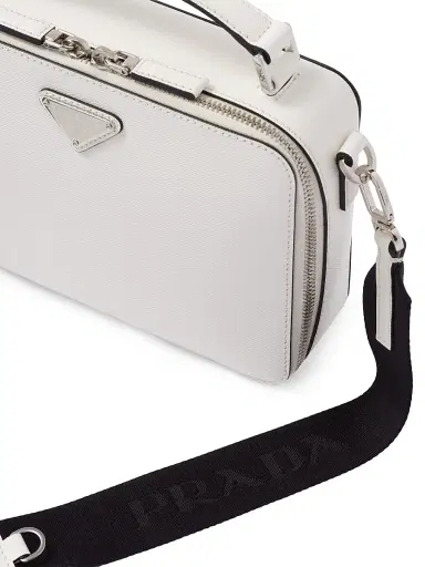Prada Men's Medium Brique Saffiano Leather Bag - White | Thumbnail 7