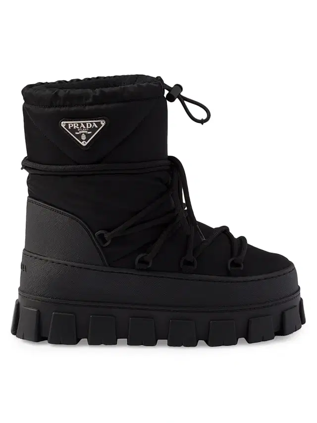 Women's Re-Nylon Gabardine Apres-Ski Boots - Black