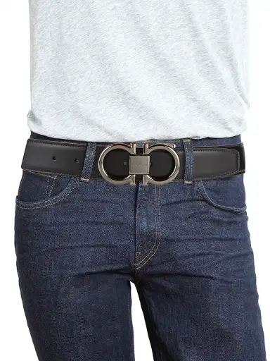 Ferragamo Men's Gancini Buckle Cut-to-Size Reversible Belt - Nero - Size 46 | Thumbnail 3 Ferragamo Men's Gancini Buckle Cut-to-Size Reversible Belt - Nero - Size 46 | Thumbnail 3