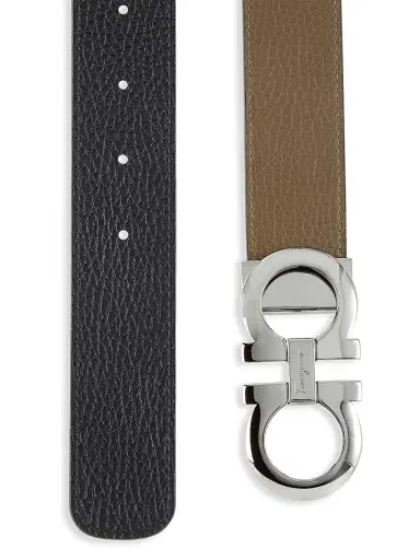 Ferragamo Men's Adjustable Gancini Cut-to-Size Reversible Leather Belt - Brown Nero - Size 32 | Thumbnail 2