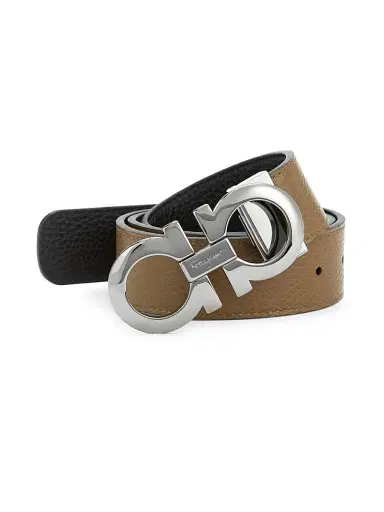 Ferragamo Men's Adjustable Gancini Cut-to-Size Reversible Leather Belt - Brown Nero - Size 32 | Thumbnail 1