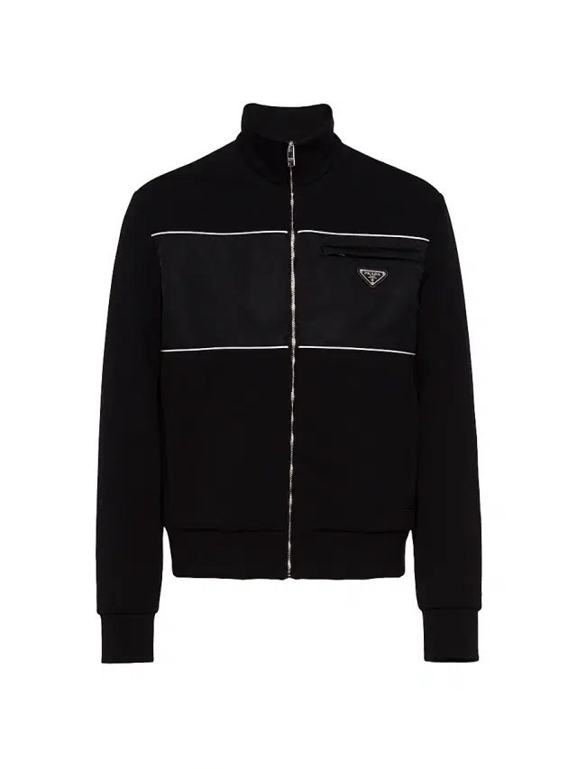 Men's Sweatshirt With Re-Nylon Details - Black