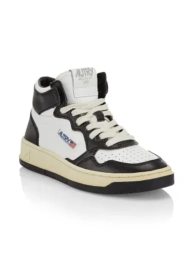 Autry Women's Medalist Mid-Top Leather Sneakers - White Black - Size 12 | Thumbnail 2