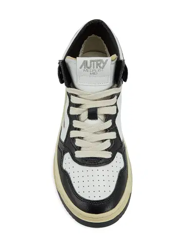 Autry Women's Medalist Mid-Top Leather Sneakers - White Black - Size 12 | Thumbnail 5