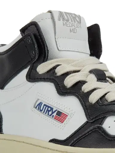 Autry Women's Medalist Mid-Top Leather Sneakers - White Black - Size 12 | Thumbnail 6