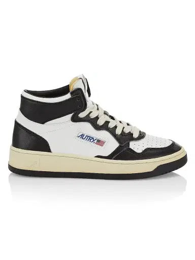 Autry Women's Medalist Mid-Top Leather Sneakers - White Black - Size 12 | Thumbnail 1