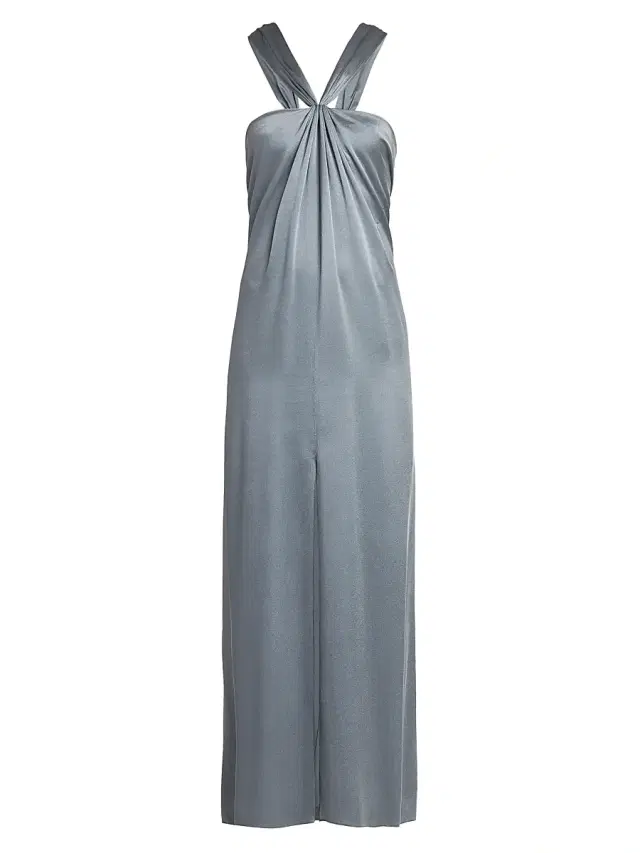 Giorgio Armani Women's Silk Halterneck Column Gown - Light Grey
