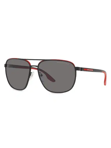 Prada Linea Rossa Men's 62MM Metal Pilot Sunglasses - Black Red | Thumbnail 1 Prada Linea Rossa Men's 62MM Metal Pilot Sunglasses - Black Red | Thumbnail 1