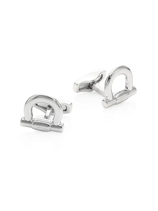 Men's Gancini Goldtone Single Cufflink - Silver