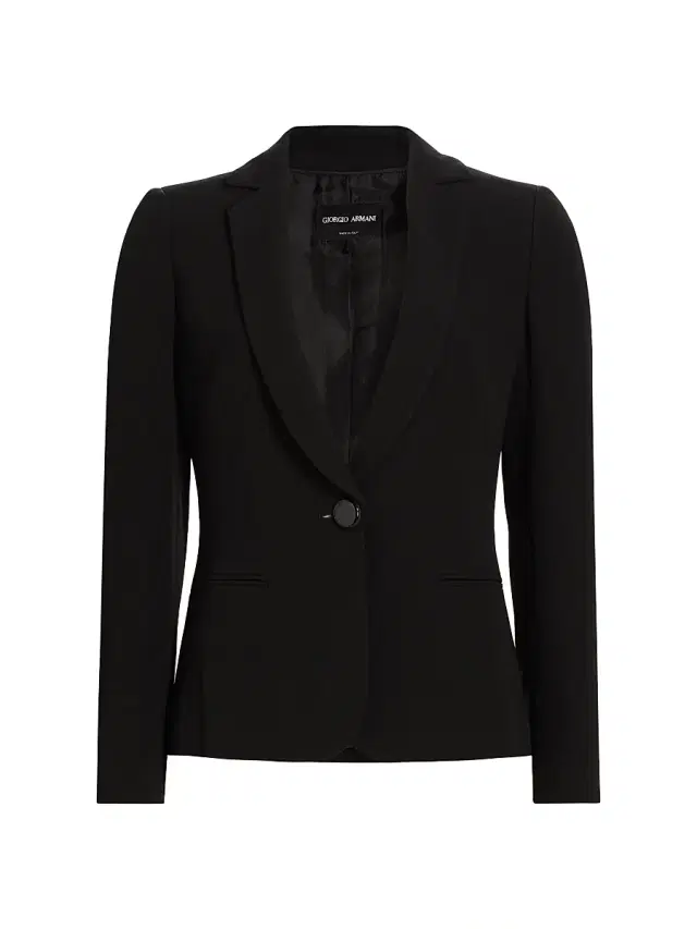 Giorgio Armani Women's Silk One-Button Blazer - Black