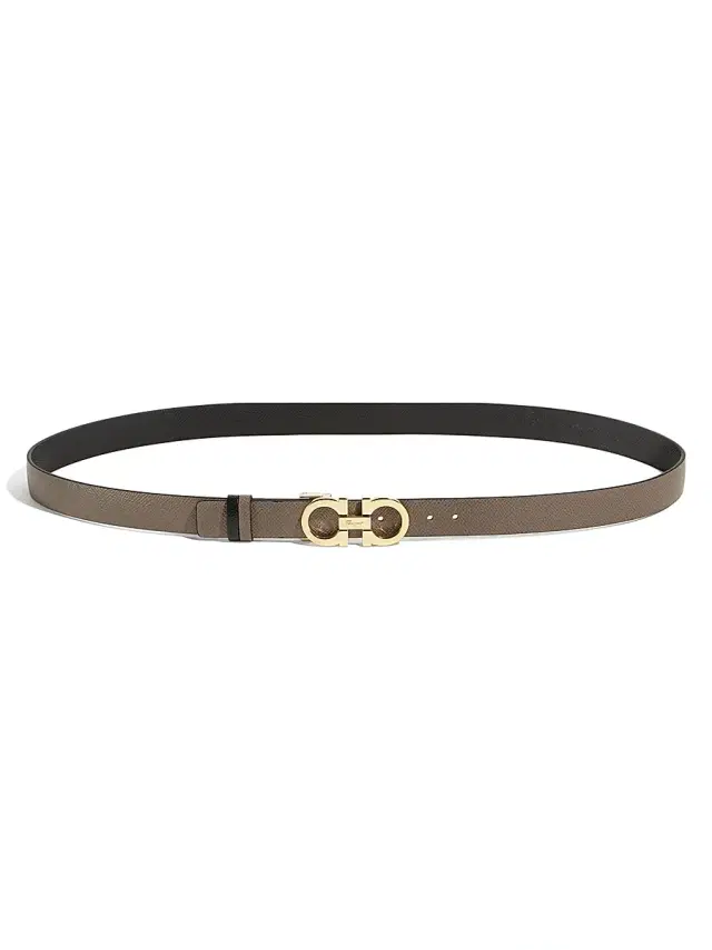 FERRAGAMO Women's Gancini Adjustable Cut-to-Size Reversible Hammered Leather Belt - Caraway Se