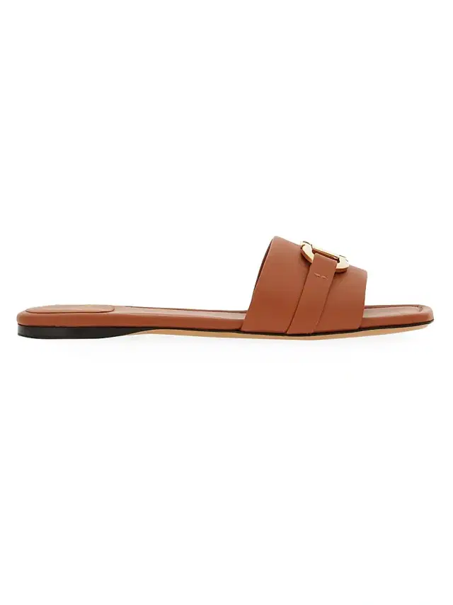 FERRAGAMO Women's Leah Leather Gancini Sandals - Tan