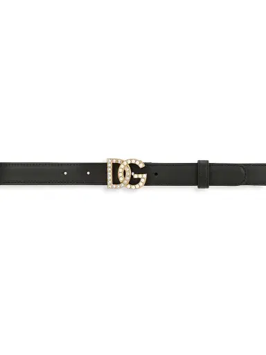 Dolce & Gabbana Women's DG Swarovski Logo Leather Belt - Nero - Size Medium | Thumbnail 2 Dolce & Gabbana Women's DG Swarovski Logo Leather Belt - Nero - Size Medium | Thumbnail 2