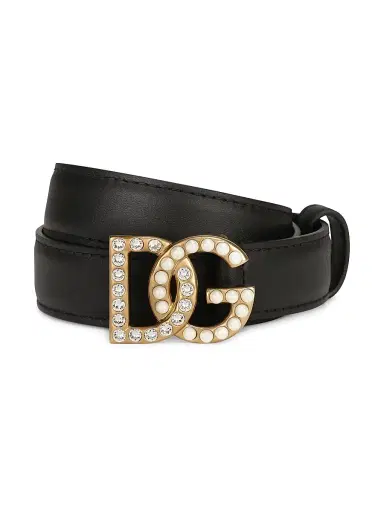 Dolce & Gabbana Women's DG Swarovski Logo Leather Belt - Nero - Size Medium | Thumbnail 1 Dolce & Gabbana Women's DG Swarovski Logo Leather Belt - Nero - Size Medium | Thumbnail 1