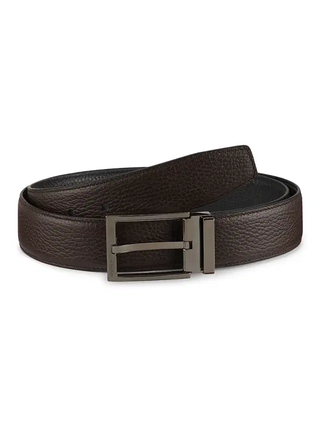 FERRAGAMO Men's Double Adjustable Cut-to-Size Leather Belt - Brown