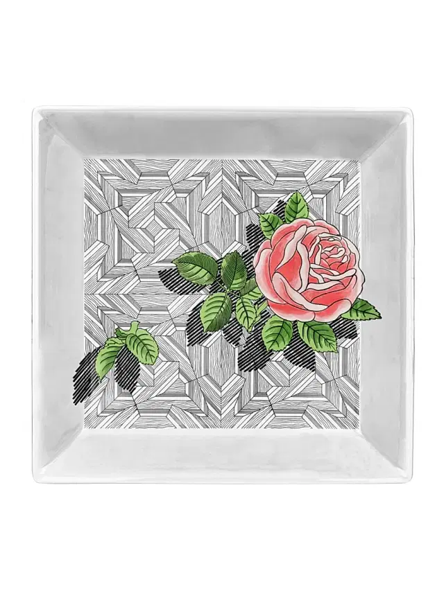 Fornasetti Flower Porcelain Square Plate