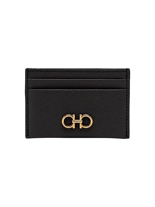 FERRAGAMO Women's Gancini Leather Card Case - Nero
