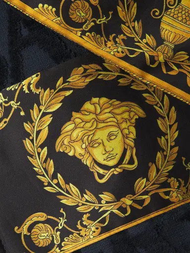 Versace Men's Logo Baroque Bathrobe - Blue - Size XXL | Thumbnail 6 Versace Men's Logo Baroque Bathrobe - Blue - Size XXL | Thumbnail 6