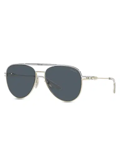 Prada Men's 57MM Metal Pilot Sunglasses - Dark Grey | Thumbnail 2 Prada Men's 57MM Metal Pilot Sunglasses - Dark Grey | Thumbnail 2